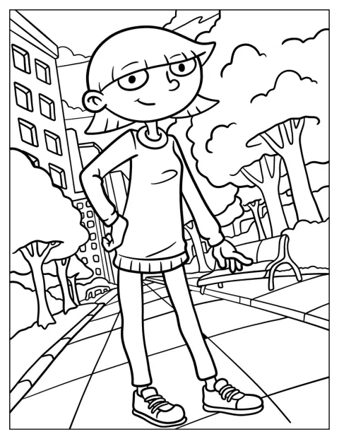 Hey Arnold Coloring Page Rhonda Wellington Lloyd On The Sidewalk