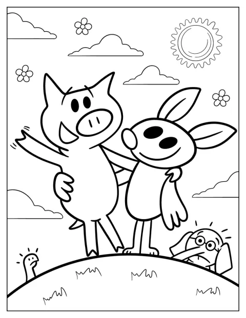 Piggie posa junto a Brian Bat.