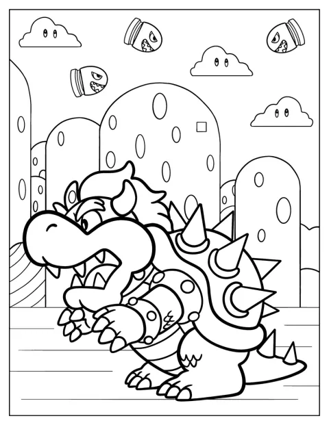 Bebé Bowser muestra su caparazón cubierto de púas.
