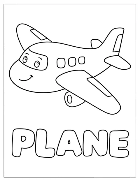 Un avión aparece dibujado con formas simples.
