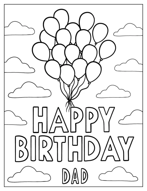 たくさんの風船に囲まれた文字が、お父さんの誕生日を祝っています。