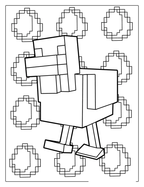 En enkel kontur viser en Minecraft-kylling.