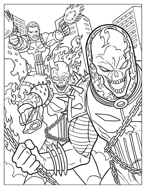 Frank Castle jako Kosmiczny Ghost Rider przemierza przestrzeń w swoim niezwykłym stroju.