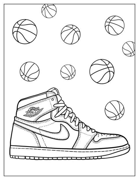 En Air Jordan-basketsko visas från sidan.
