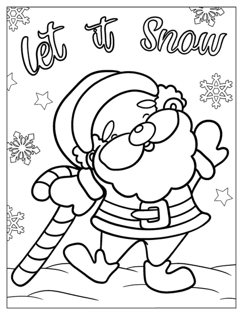 Roztomilý Santa Claus v kresleném stylu drží cukrové hůlky.
