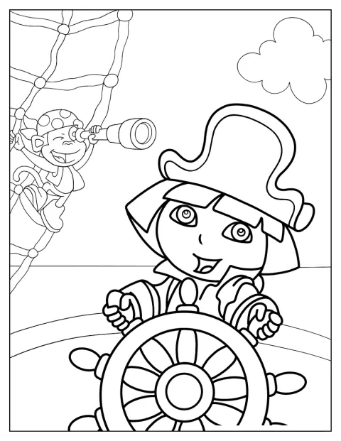 Als piraten varen Dora en Boots samen op een schip.