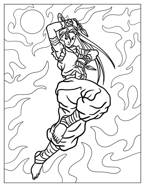 Ibuki håller en kunai i varje hand och står redo för strid.