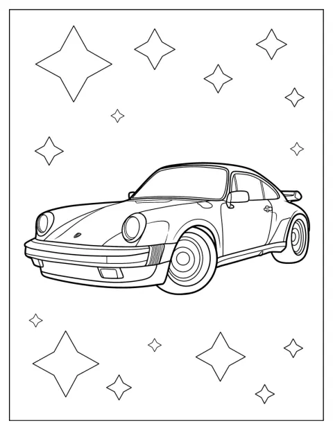 Un contur simplu redă forma unui automobil Porsche din lateral.