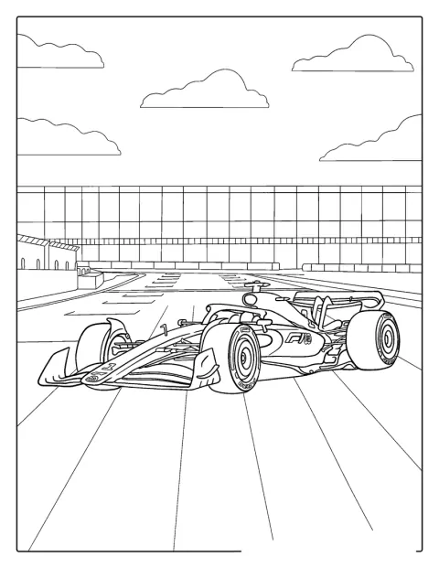 Formula 1のレーシングカーが一台描かれています。