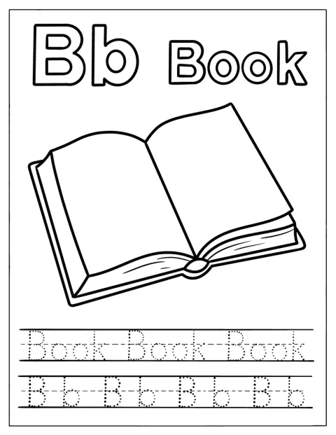 本を表すBのそばに、なぞり書きできる単語があります。
