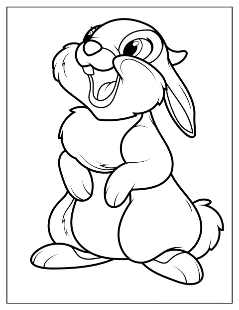 Den söta kaninen Thumper sitter med sina långa öron upprätta.
