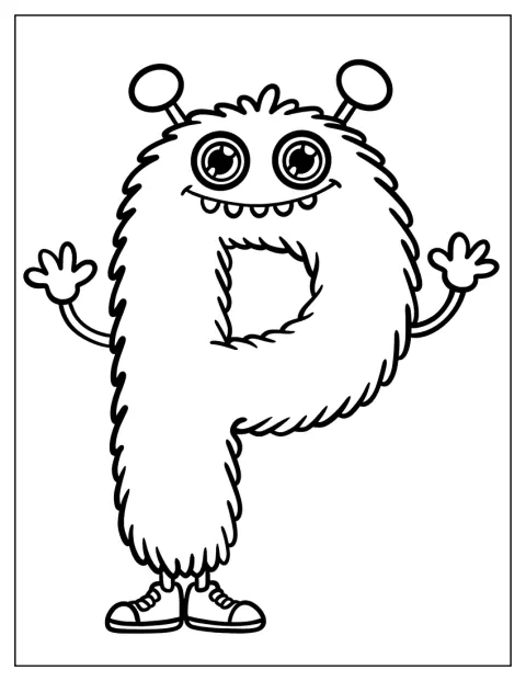 Et lodden monster formet som bokstaven P viser fram sitt brede smil.