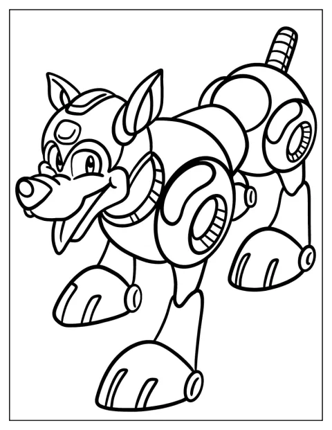 Mega Man og Rush smiler sammen.