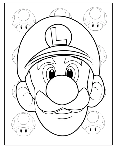 El rostro de Luigi aparece con un dibujo sencillo.