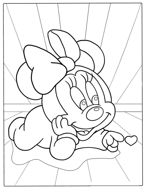 Bébé Minnie Mouse est représentée avec son nœud emblématique.