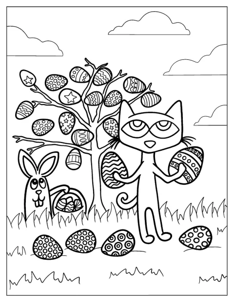Pete the Cat aparece numa cena alusiva à Páscoa.