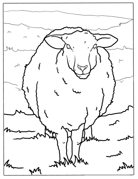 Fluffy Sheep Coloring Page For Kids