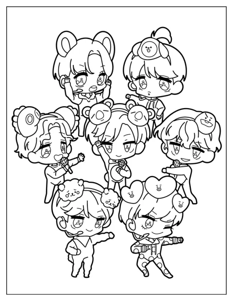 Chibi BTS Members With Kawaii Headbands