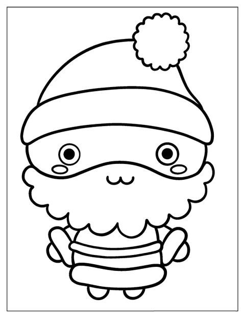 Der Weihnachtsmann schaut freundlich und ist mit wenigen Linien dargestellt.