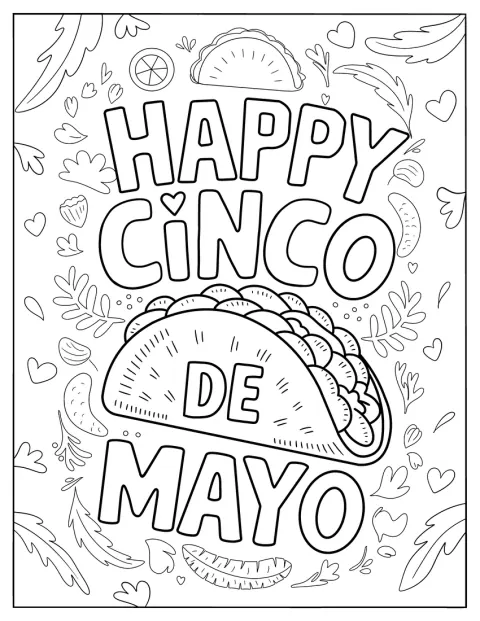 Usměvavé taco doprovází nápis s přáním k oslavě Cinco de Mayo.