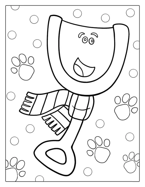 Pelle, le personnage de Blue’s Clues, sourit avec ses grands yeux.
