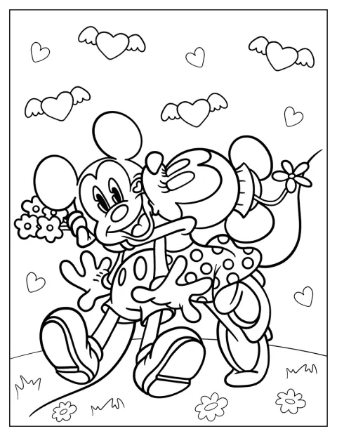 Minnie Mouse besa a Mickey Mouse para celebrar San Valentín.