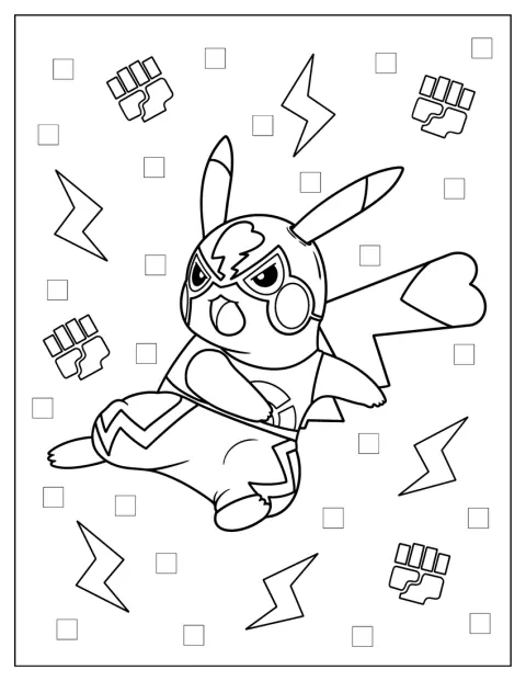 Pikachu Libre aparece con su máscara y atuendo de lucha.