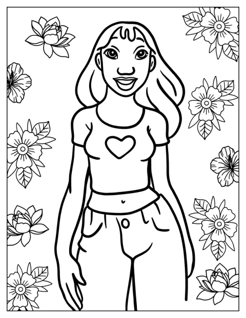 Lilo & Stitch Coloring Page Of Simple Nani Pelekai For Kids