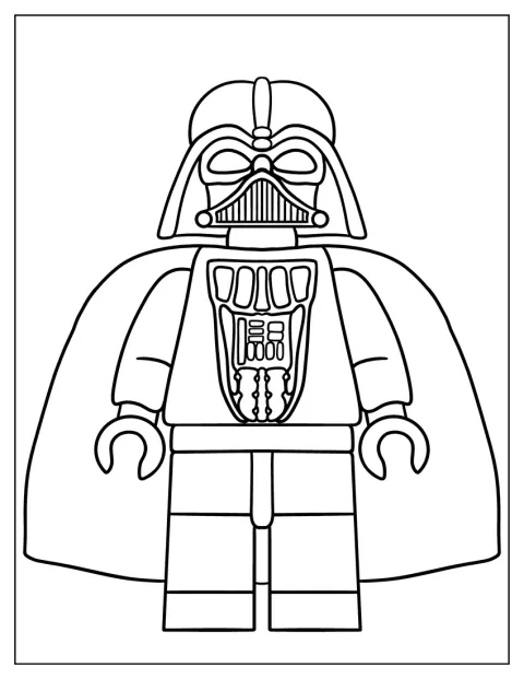 Darth Vader ikonikus sisakjában és köpenyében áll.