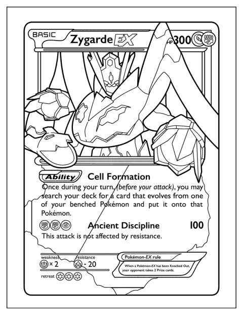 Zygarde EX aparece en una carta Pokémon con su ataque Formación celular.