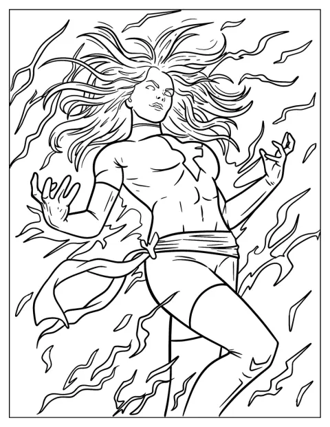 X-Men Coloring Page Of Jean Grey Phoenix Surrounded By Energy