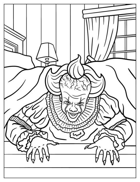 Pennywise se arrastra desde debajo de una cama.