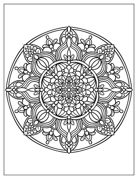 Easy Flower Mandala Coloring Page With Pointed Petals