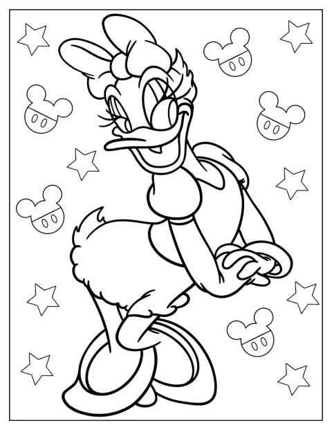 Kawaii Daisy Duck Coloring Page