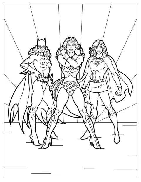 A Mulher-Maravilha aparece com Batgirl e Superwoman.
