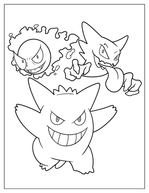 Gastly, Haunter i Gengar ukazują kolejne etapy swojej ewolucji.