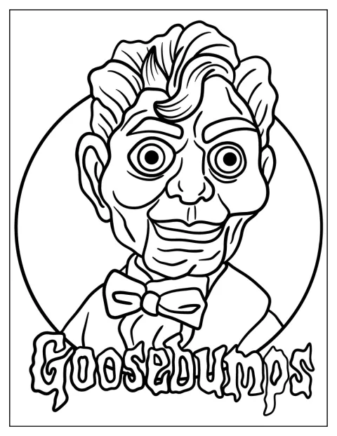 Simple Goosebumps Coloring Page Of Logo With Slappy The Dummy For Preschoolers