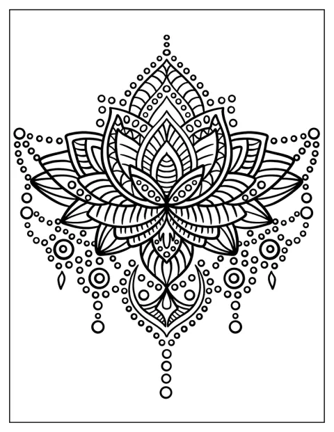 Eine Lotusblüte entfaltet sich in einem zauberhaft verschnörkelten Mandala.