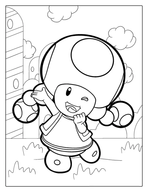 Toadette posa sonriente con su característico gorro de lunares.
