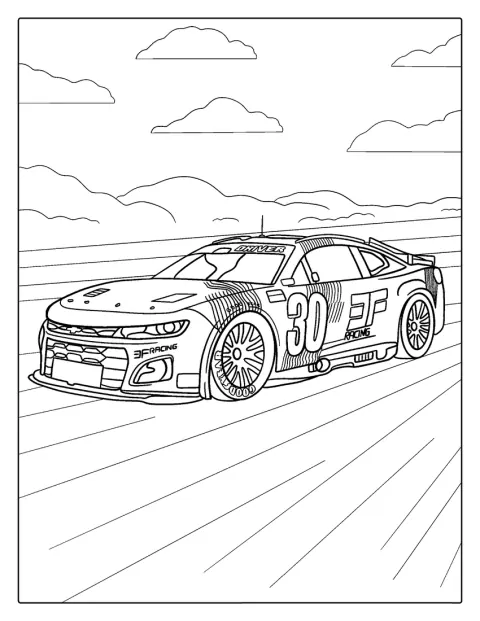 En detaljert Chevy NASCAR-bil står klar på banen.