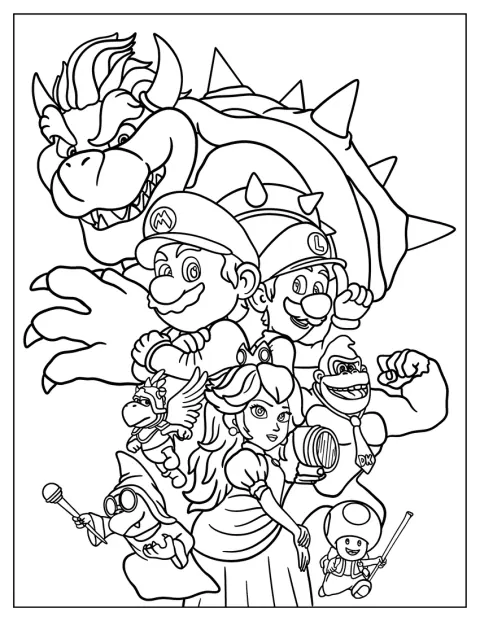 Bowser står sammen med flere kjente figurer fra Nintendo.