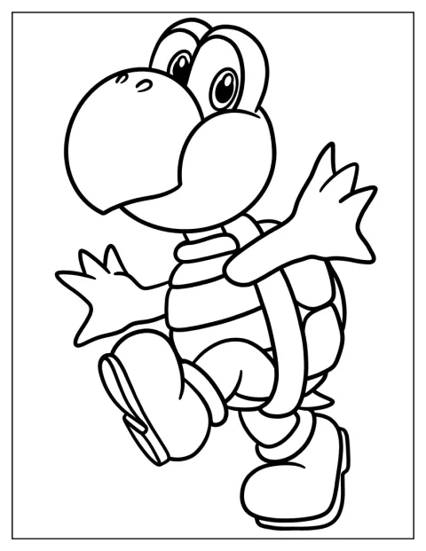 Koopa Troopa stoi w prostym, wyraźnym zarysie.