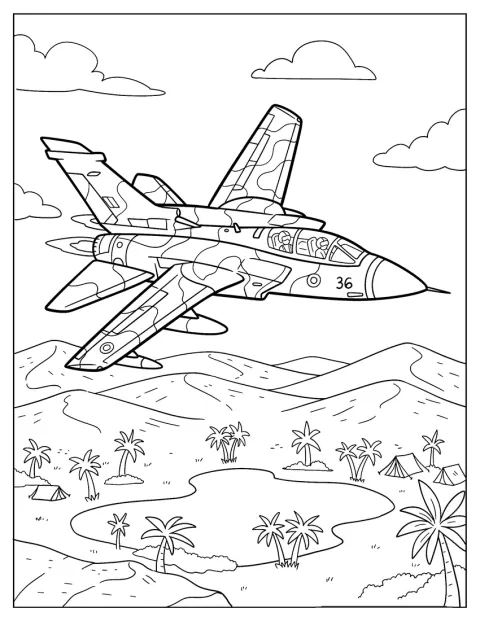 Ett Dassault Mirage 2000-jaktplan flyger över en tropisk ö.
