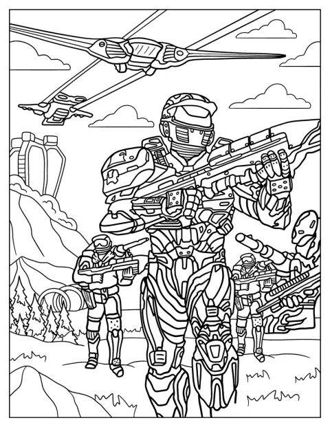 Master Chief z Halo Wars prowadzi grupę żołnierzy do walki.