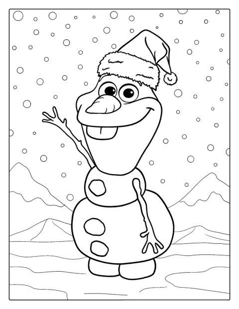 Olaf celebra o Natal com decorações festivas à sua volta.