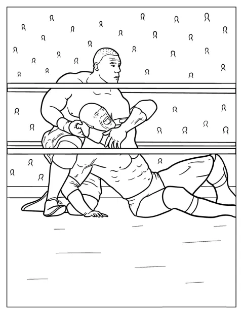 Dentro del ring, John Cena sujeta a The Rock por el cuello.