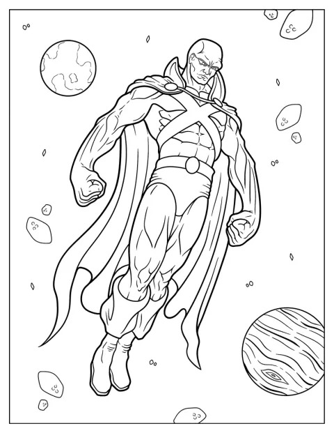 Martian Manhunter schwebt zwischen den Sternen durch die Galaxie.