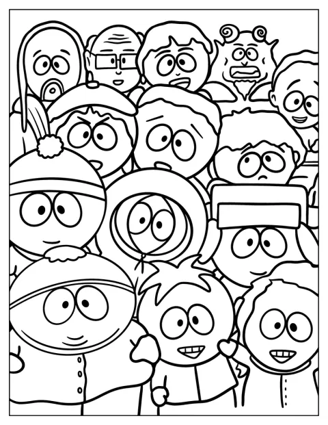 サウスパークのキャラクターたちが、全身で描かれています。