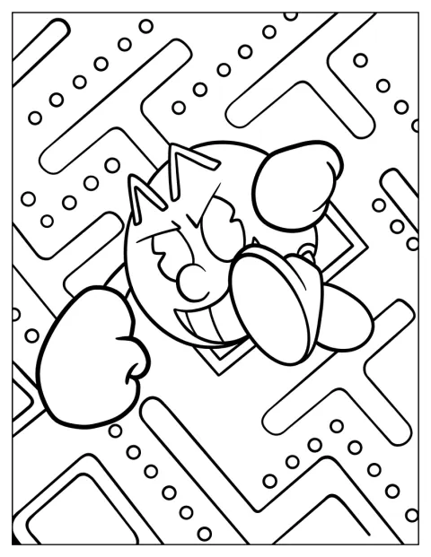 Pac-Man önelégülten mosolyog, mögötte egy labirintus látható.