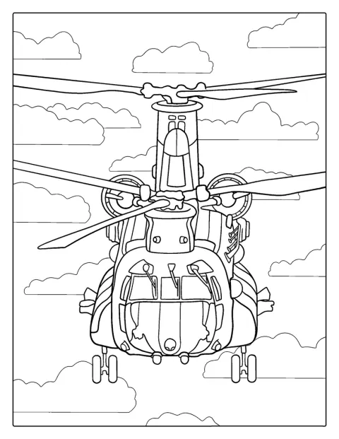 Un Chinook vuela con sus dos rotores en marcha.